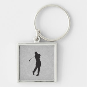 Golfer Sport Design Leather Look Key Ring
