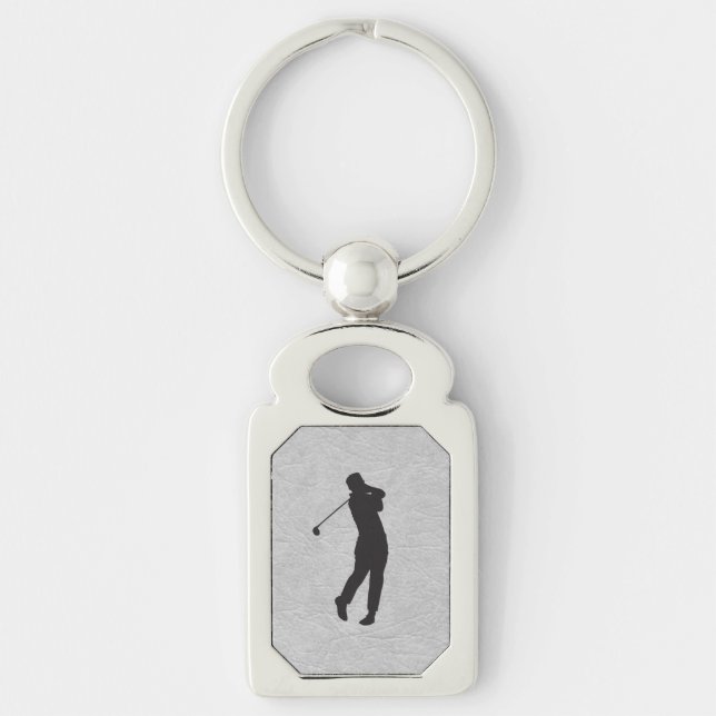 Golfer Sport Design Leather Look  Key Ring (Front)