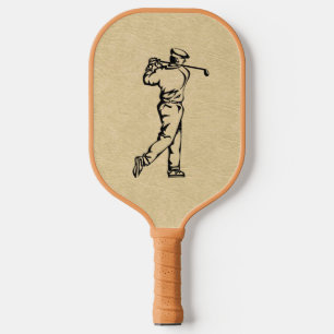 Golfer Sport Design Leather Look Pickleball Paddle