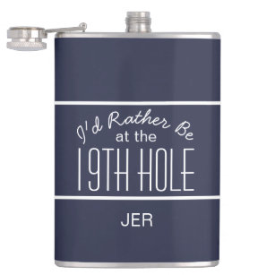Golfer Sport Golf Course Quote Classic Fun Blue Hip Flask