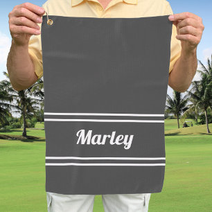 Golfer Sports Classic Custom Name Monogram Grey Golf Towel