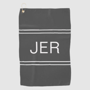 Golfer Sports Grey Modern Monogrammed Game Golf Towel