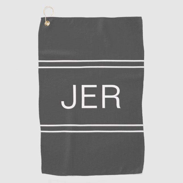 Golfer Sports Grey Modern Monogrammed Game  Golf Towel (Front)