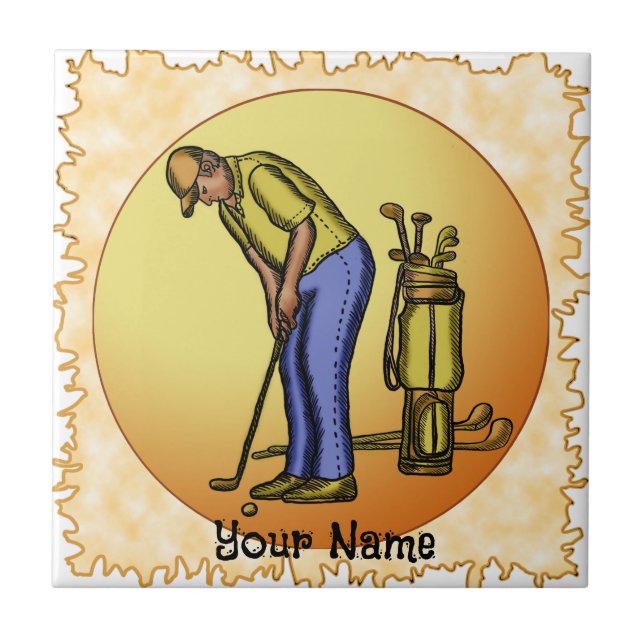 Golfer Sun Man  Tile (Front)