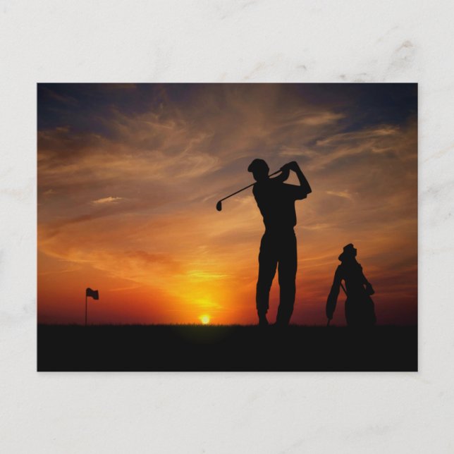 Golfer Sunset postcard (Front)