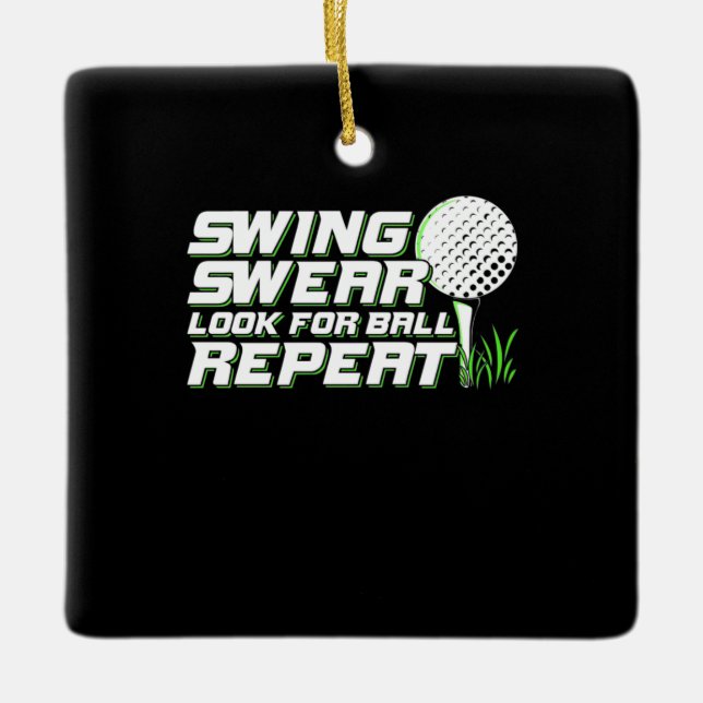 Golfer Swing Sweat Look For Ball Ceramic Ornament (Front)