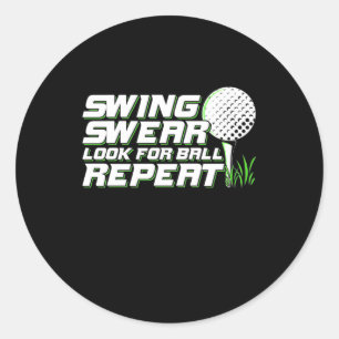 Golfer Swing Sweat Look For Ball Classic Round Sticker