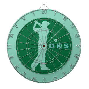 Golfer Swinging Club Green Golf Personalised Dartboard