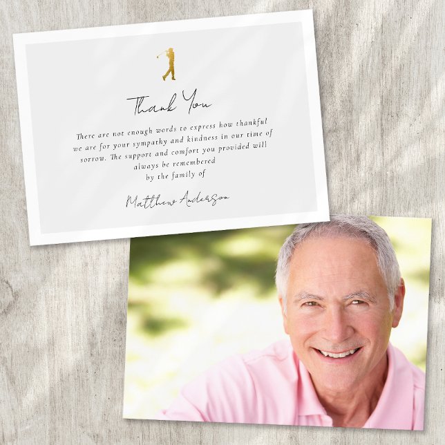 Golfer Sympathy Funeral Photo Thank You Card (Creator Uploaded)