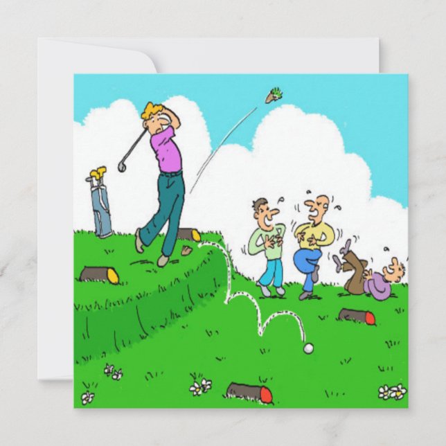 Golfer Tee Off Failure Cartoon (Front)
