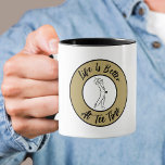 Golfer Tee Time Humour Funny Sports Pun Black Gold Mug<br><div class="desc">Funny custom design features a male golfer silhouette set in a gold-tone colour and black shape bordered with curved text "Life Is Better At Tee Time!" in a modern black script font. The design repeats and is visible for right or left handed use. If you have any questions regarding this...</div>