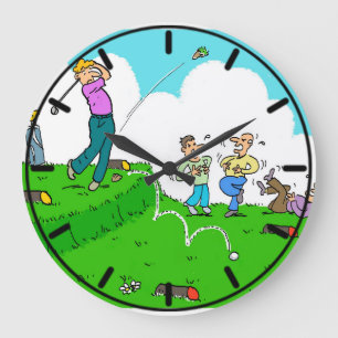 Golfer Tees-Off, But Not Successfully. Large Clock