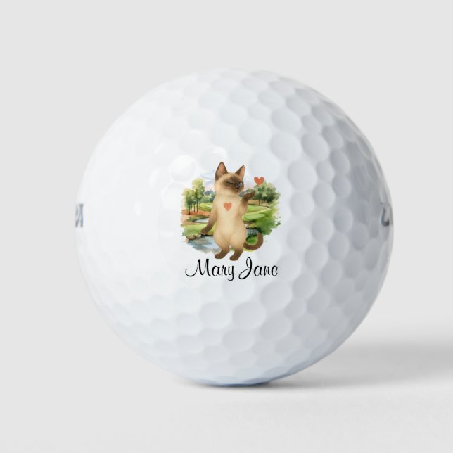 Golfer themed for Bachelorette Bride Cat Lovers Golf Balls (Front)