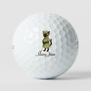 Golfer themed Woman Bachelorette Bride Cat Lovers Golf Balls