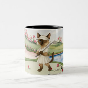 Golfer themed Woman Bachelorette Bride Cat Lovers Two-Tone Coffee Mug