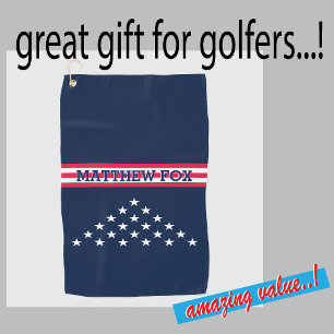 Golfer USA Monogram Fantastic Patriotic Golf Towel