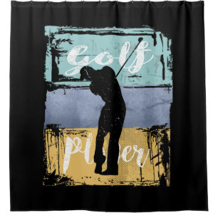 Golfer Vintage Retro Style Golf Shower Curtain