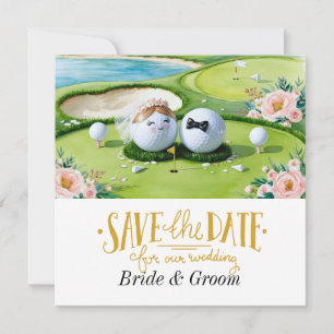 Golfer Wedding Invitation with golf ball on green