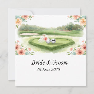 Golfer Wedding Invitation with golf ball on green