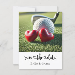 Golfer Wedding Invitation with golf ball on green Postcard