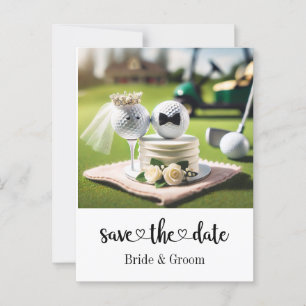 Golfer Wedding Save the date on putting green Postcard