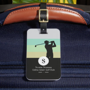 Golfer with Golf Club Elegant Black Luggage Tag