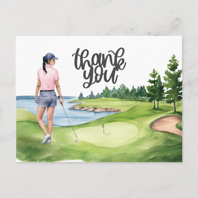 Golfer Woman in golf course watercolor  Postcard (Front)