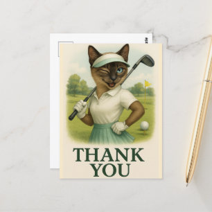 Golfer woman in the golf course Thank You Postcard