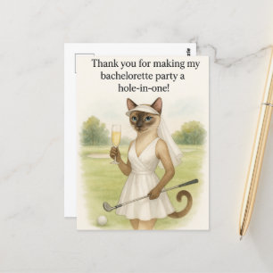 Golfer woman in the golf course Thank You Postcard