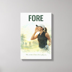 Golfer woman is playing golf canvas print