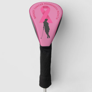 Golfer woman on breast cancer awareness pink golf head cover