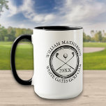 Golfer's and Club Name, Date Black and White Golf Mug<br><div class="desc">Personalise the golfer's name,  golf club and date to create a great keepsake for all golfers. Designed by Thisisnotme©</div>