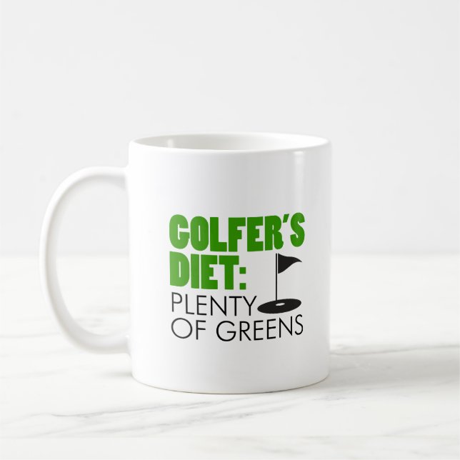 Golfer's Diet Plenty Of Greens Funny Golfing Mug (Left)