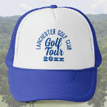 Golfers Golf Tour Trucker Hat<br><div class="desc">Golfers Golf Tour Hat. A hat for golfers going on tour. Golf hat with golf tour and year of the tour. Blue text.</div>