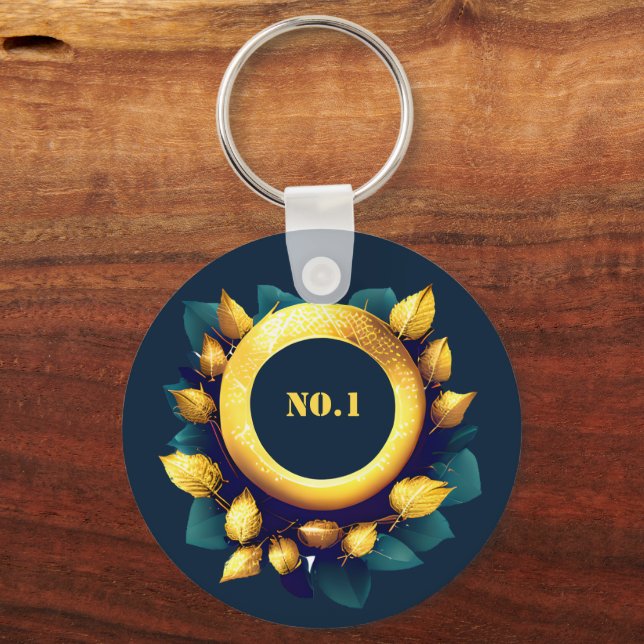 Golfers Green and Gold Wreath Key Ring (Front)
