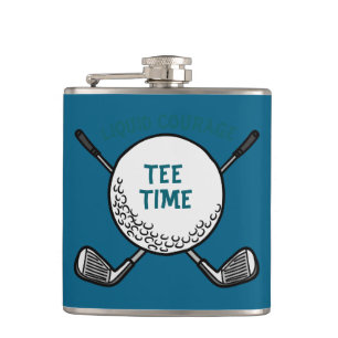 Golfers Liquid Courage "Tee Time"  Hip Flask