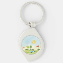 Golfer's Metal Keychain