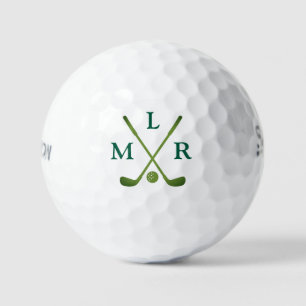Golfer's Modern Green Initials Monogram Golf Balls