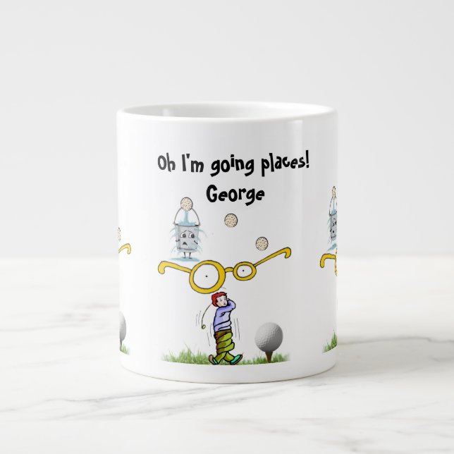 Golfers Mug, Oh I'm going places! Large Coffee Mug (Front)