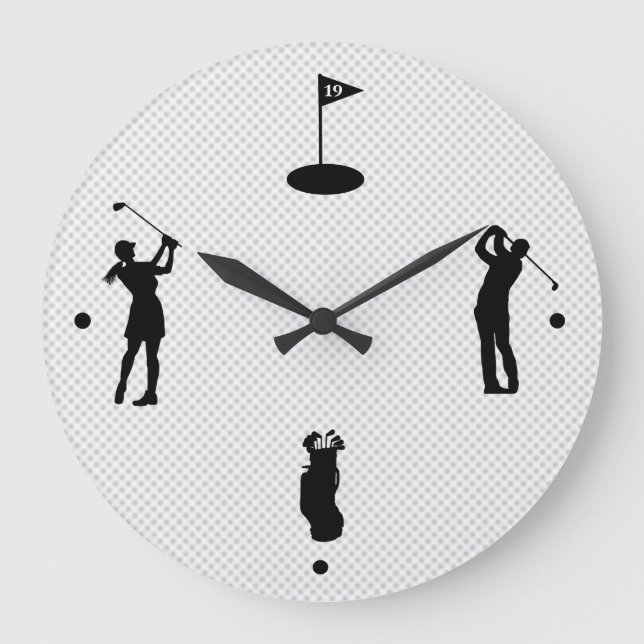 Golfers Silhouettes Wall Clock (Front)