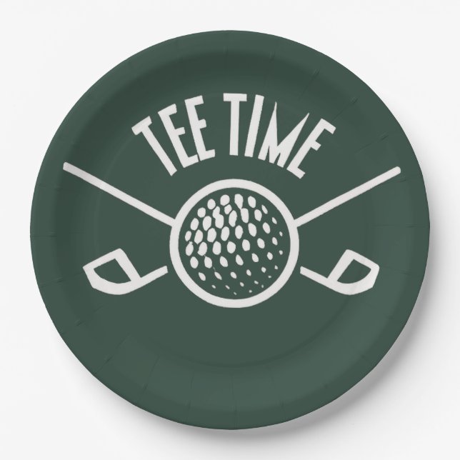Golfers Tee Time Paper Plate (Front)