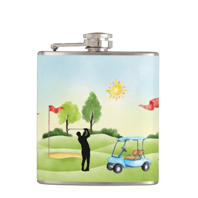 Golfer's Vinyl Wrapped Flask (Front)
