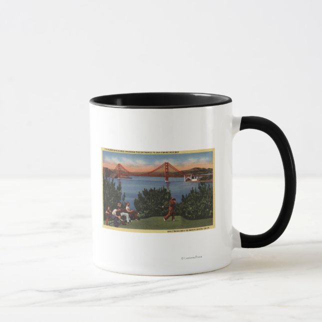 Golfers with Golden Gate Bridge in Background Mug (Right)