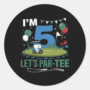 Golfing 5th Birthday Golfer Golf Cart Party Birthd Classic Round Sticker