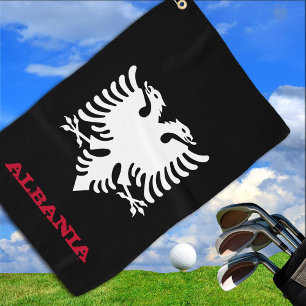 Golfing Albania & Albanian coat of arms / flag Golf Towel