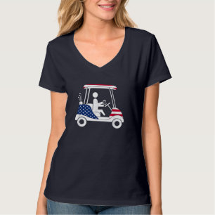Golfing Beer Drinker USA American Flag Golf Cart G T-Shirt