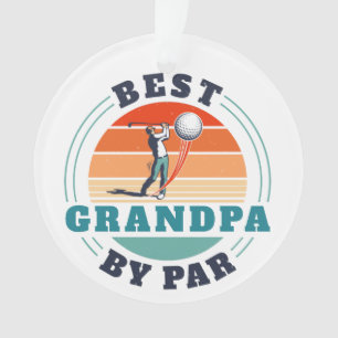 Golfing Best Grandpa By Par Custom Retro Christmas Ornament