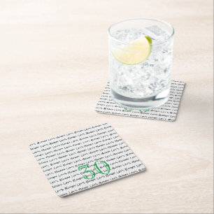 Golfing Birthday 30 LET'S BOGEY Fun Golf Ball  Square Paper Coaster