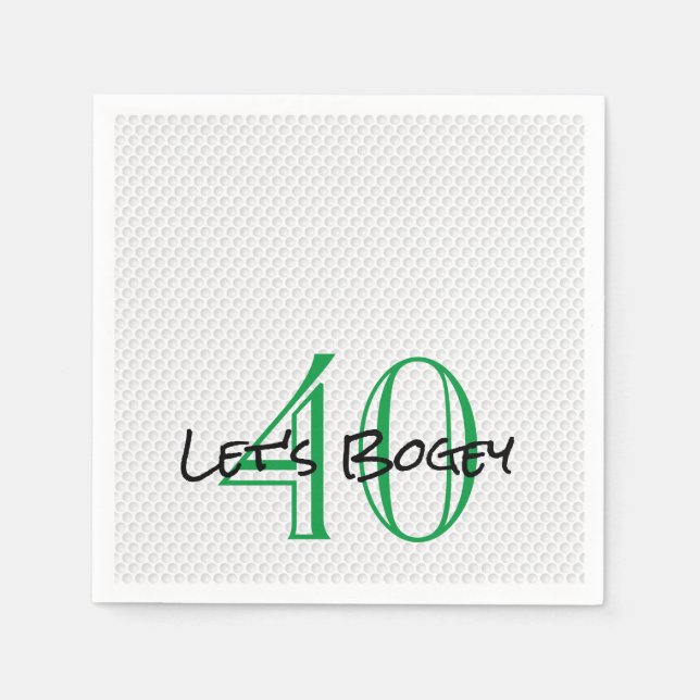 Golfing Birthday 40 LET'S BOGEY Funny Golf Ball Napkin (Front)