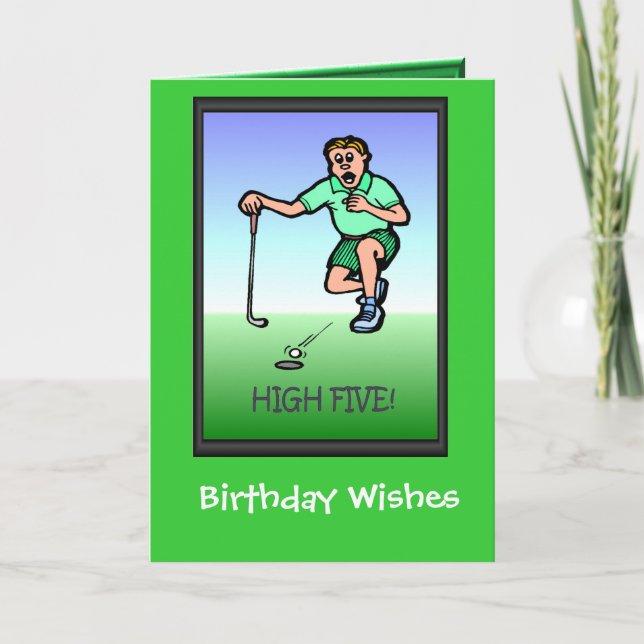 Golfing Birthday cards, It's gone in! Card (Front)